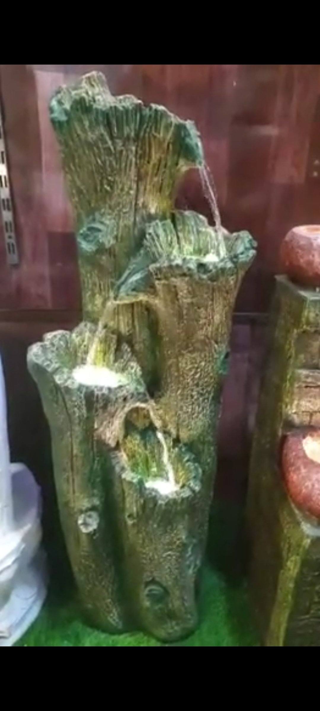 Greenish Fiber Water Fountain 4 step