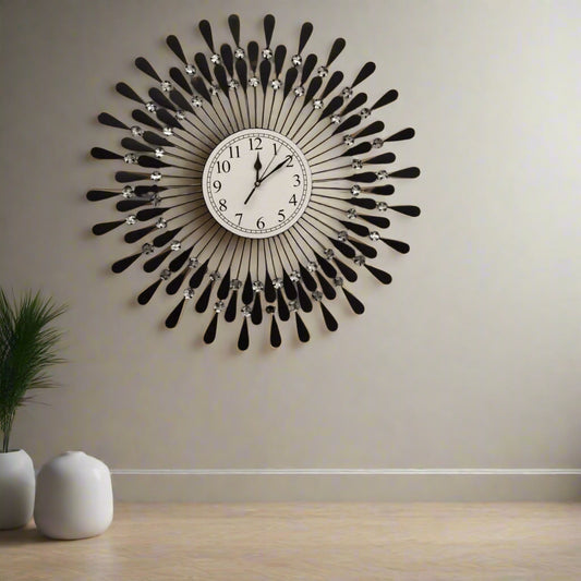 Black Crystal Wall Clock 24*24