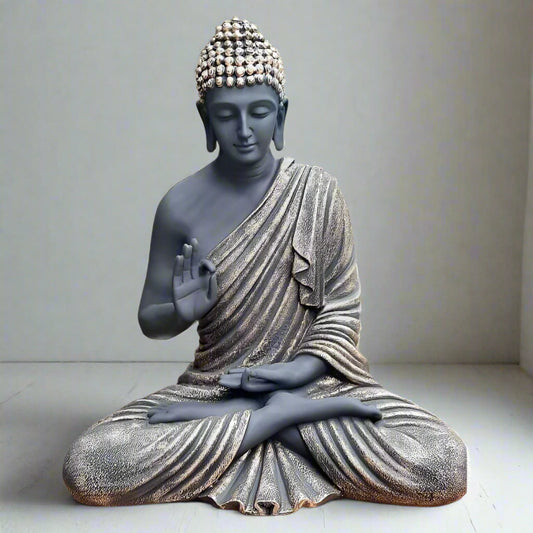 Gray Polyresin Fiber Buddha Statue 12*24