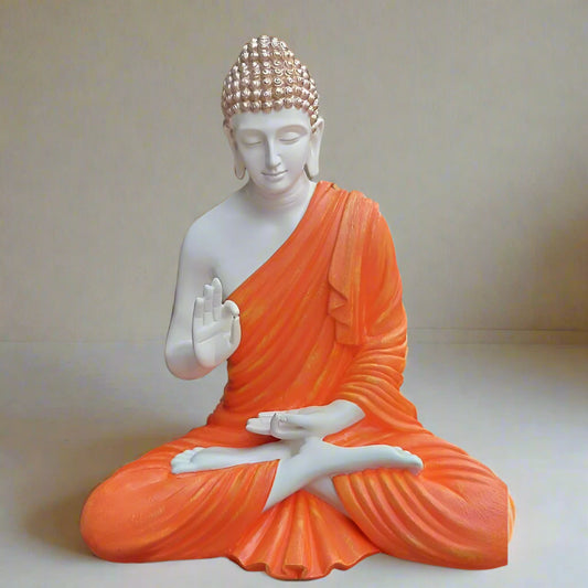 Orange Polyresin Fiber Buddha Statue 12*24