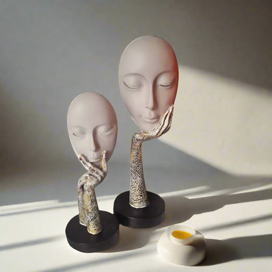 Cream color Polyresin Abstract Face