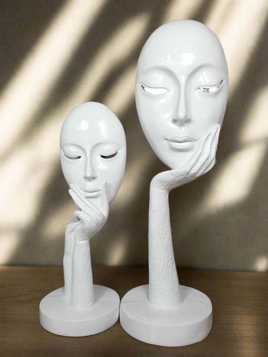 White Polyresin Abstract Face