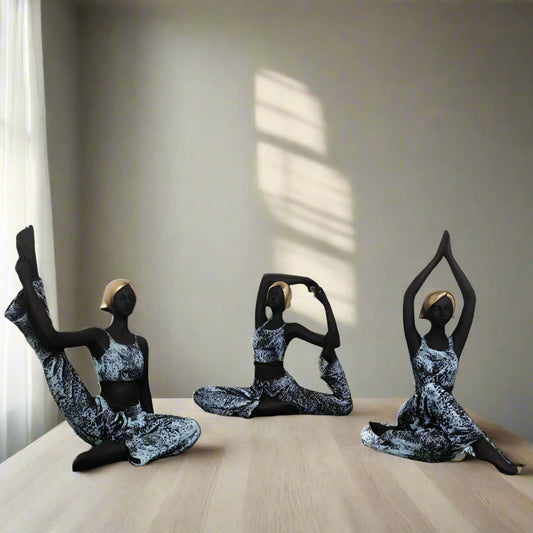 Black Polyresin Yoga lady Set 8*5