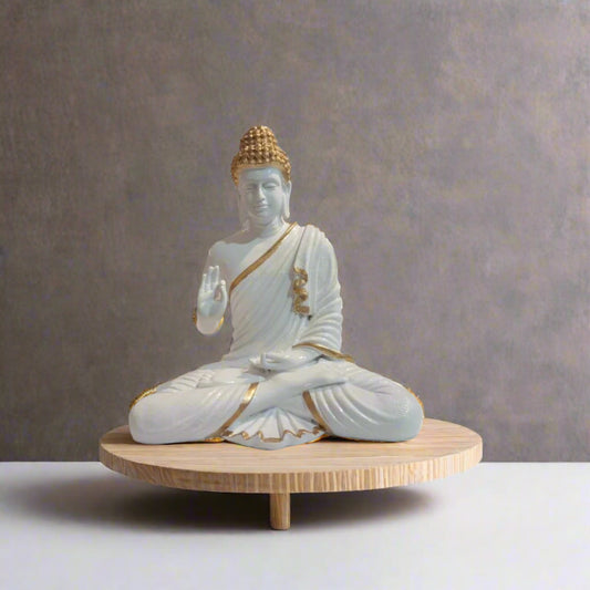 Golden White color Polyresin Buddha Statue 14*8