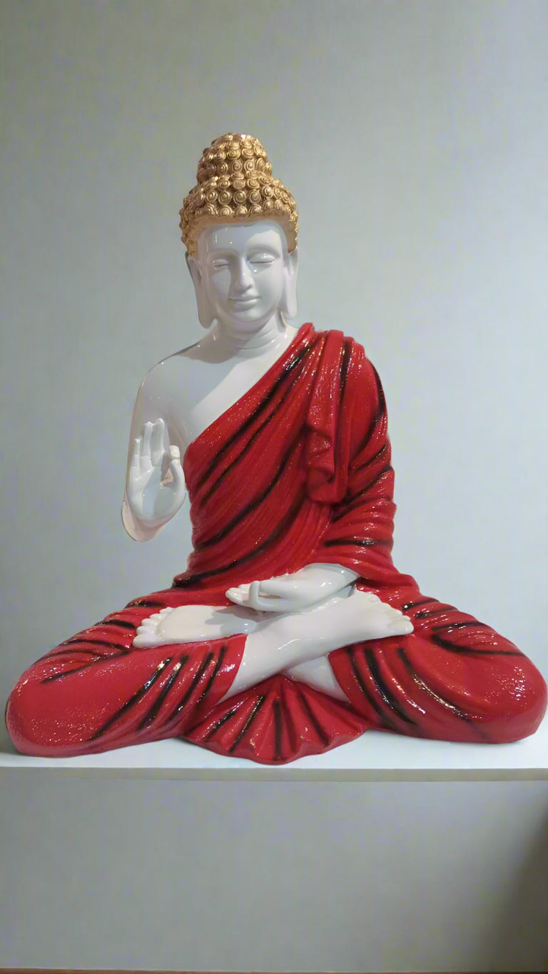 Red Polyresin Buddha Statue 14*8