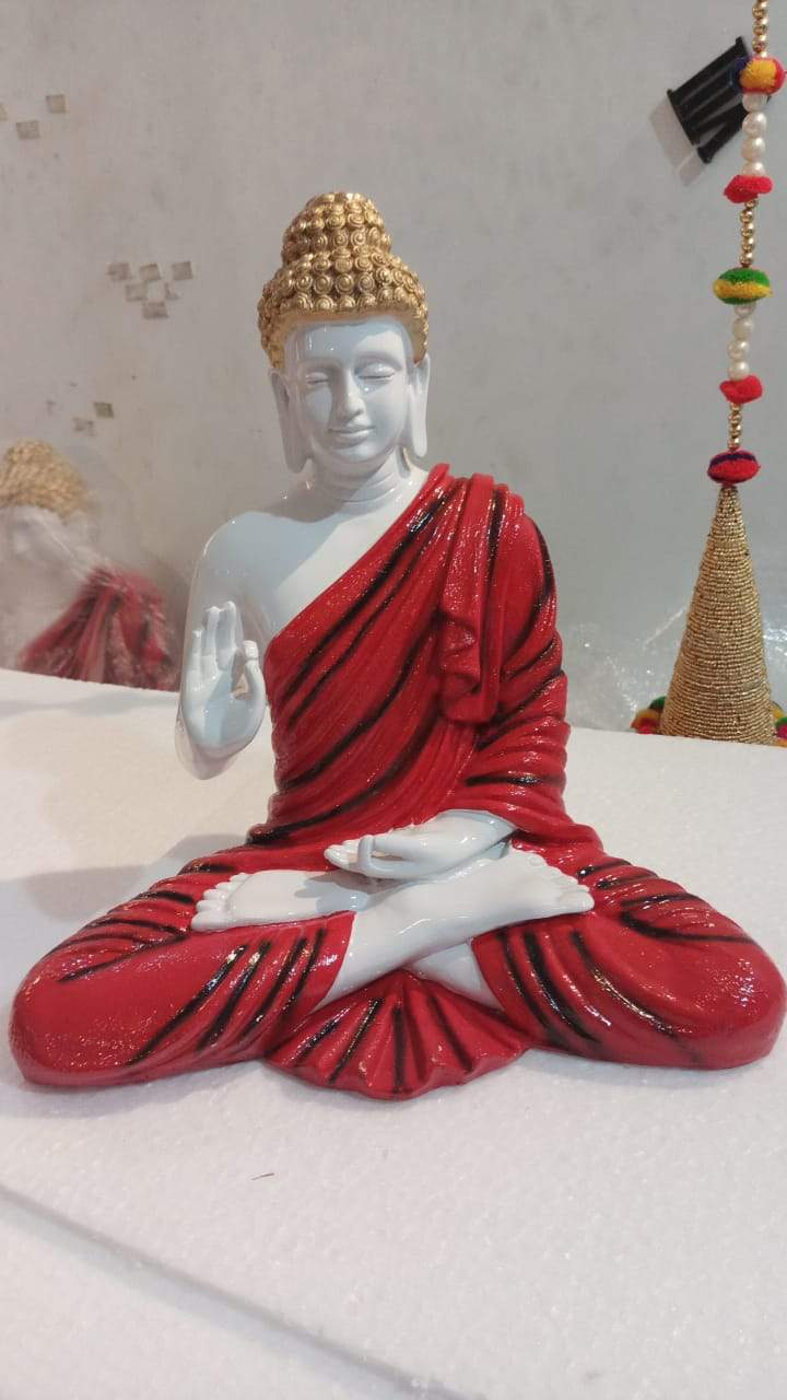 Red Polyresin Buddha Statue 14*8