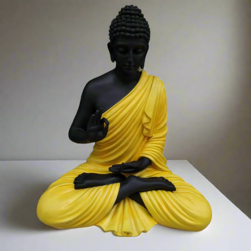 Yellow Polyresin Buddha Statue 14*8