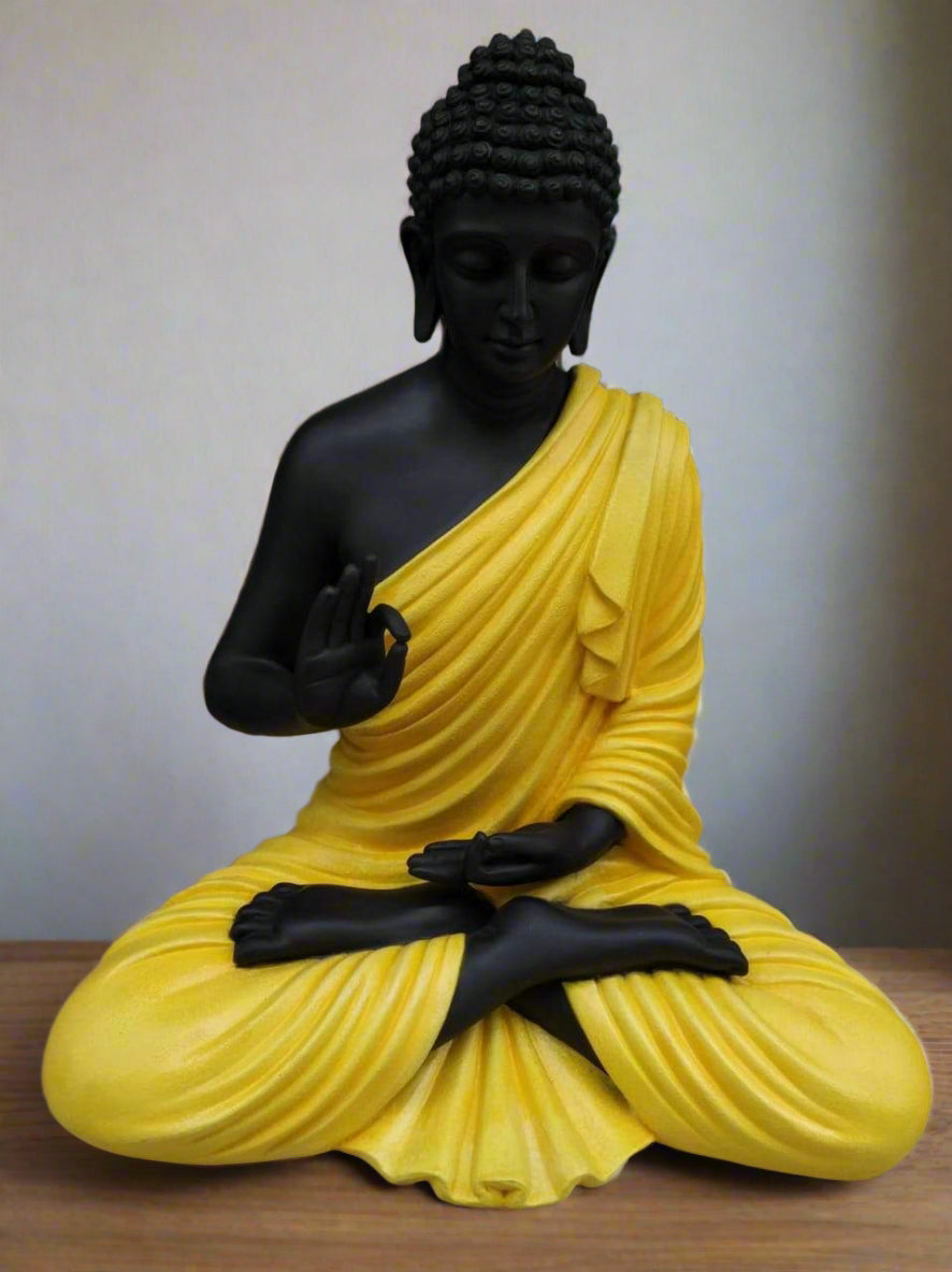 Yellow Polyresin Buddha Statue 14*8