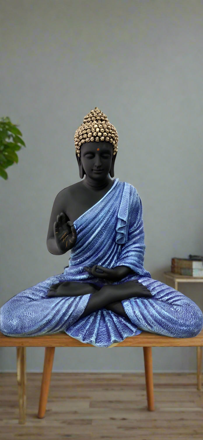 Dark Blue Polyresin Buddha Statue 14*8