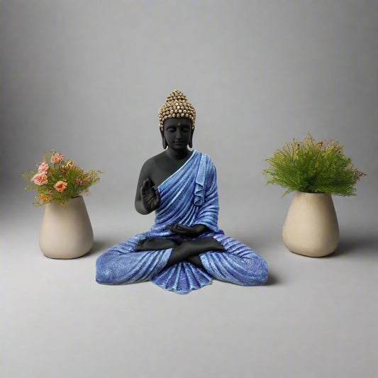 Dark Blue Polyresin Buddha Statue 14*8