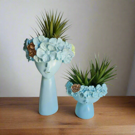 Polyresin sky blue Dolls  Planters 7*12