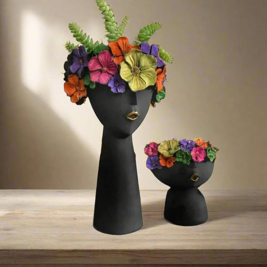 Polyresin Black Dolls Planters 7*12