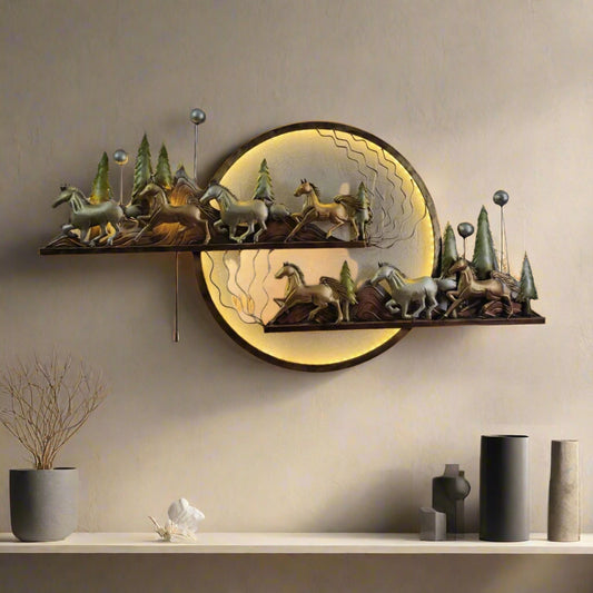 7 running Horse Ring Moon Wall Decor 58*30