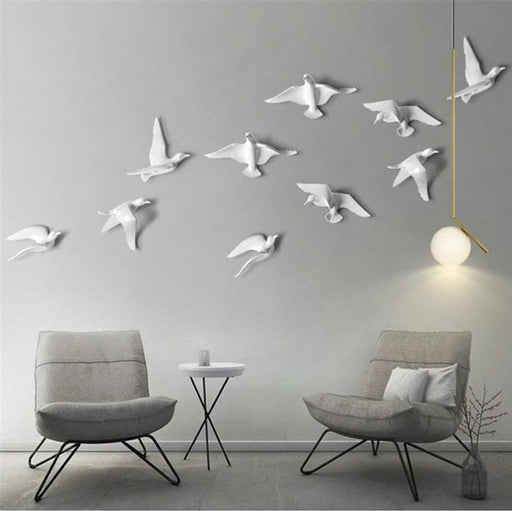 Aluminium White Birds Wall Decor 8*11