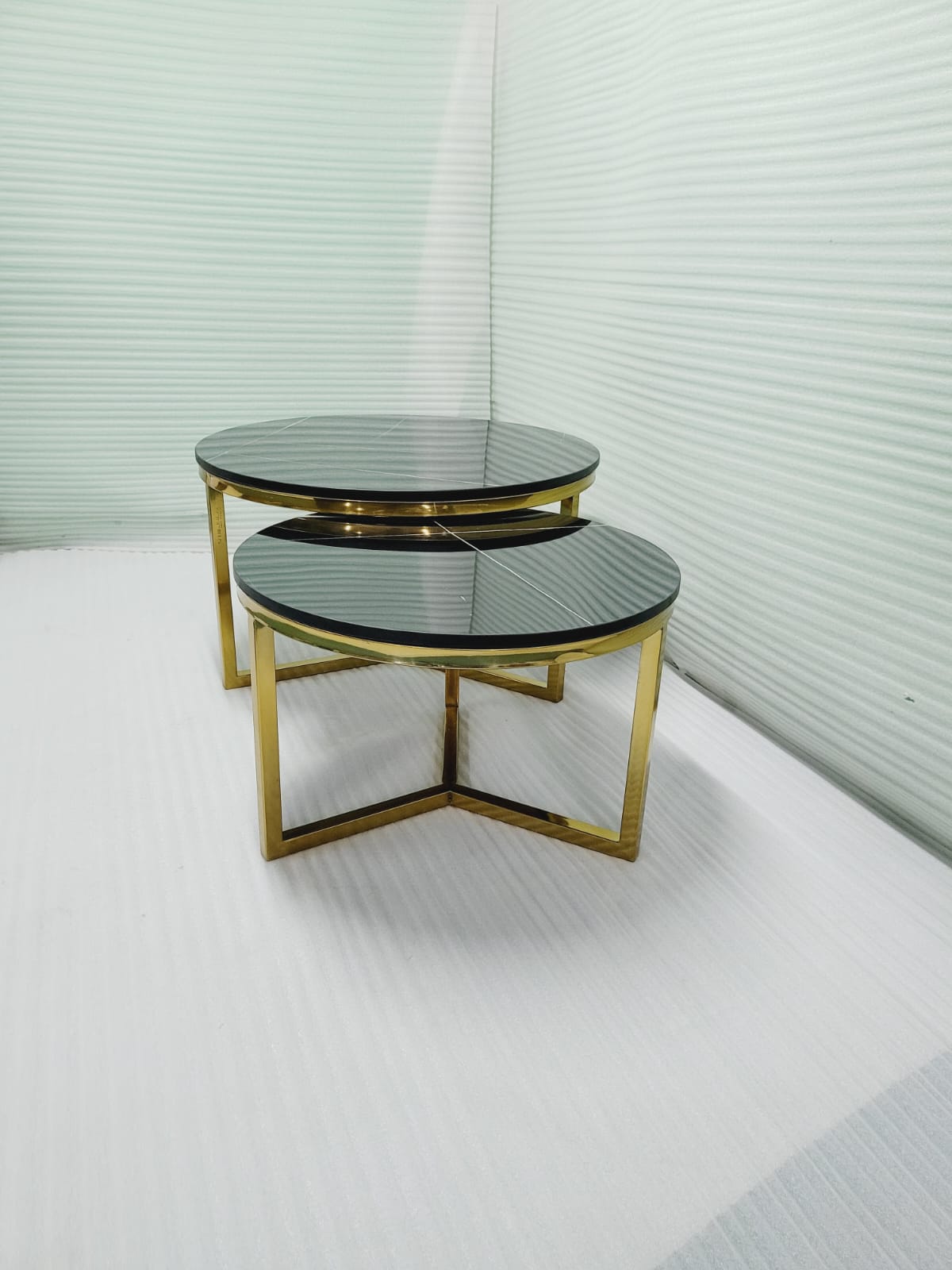 Stainless Steel Black Composite Marble Top Table 28*18