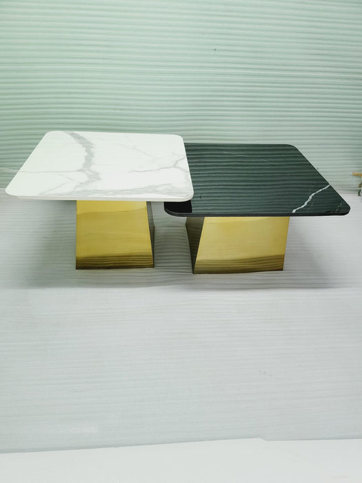 Stainless Steel Black And White Marble Table 28*18