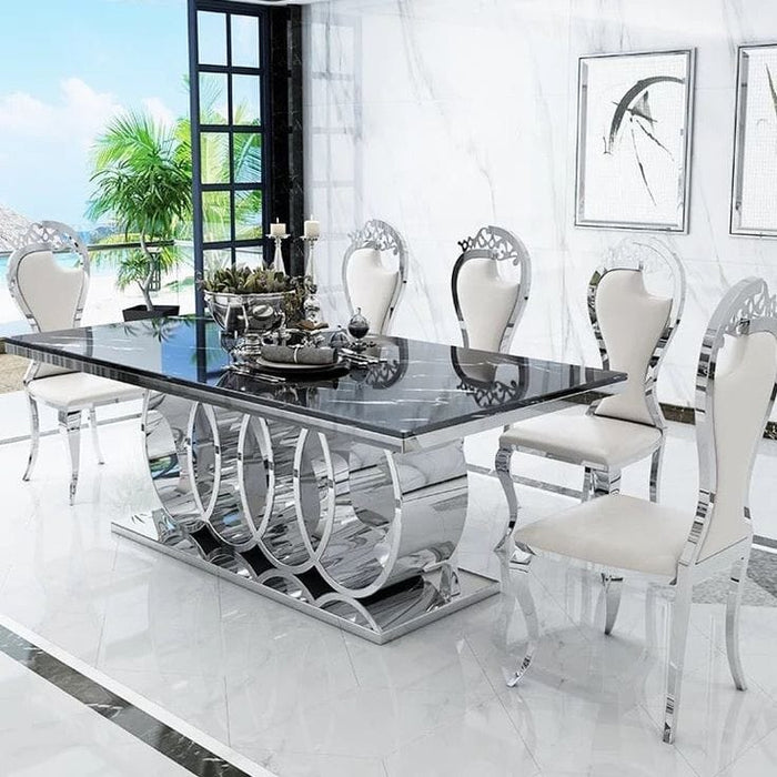Stainless Steel Dining Table With 6 Chairs