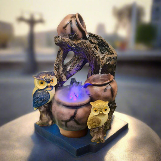Fibre owl fountain 20*10*10