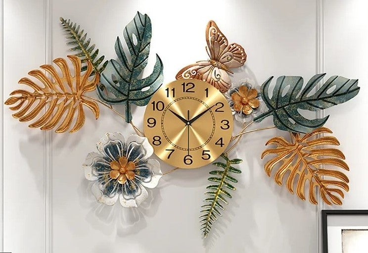 Butterfly leaf wall clock 48*24-V Home Decor