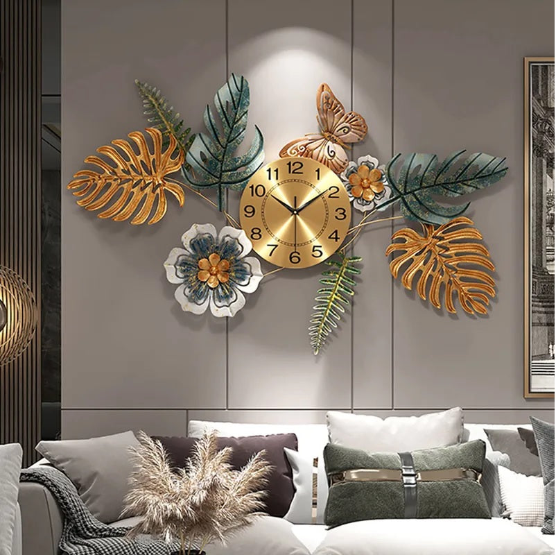 Butterfly leaf wall clock 48*24-V Home Decor