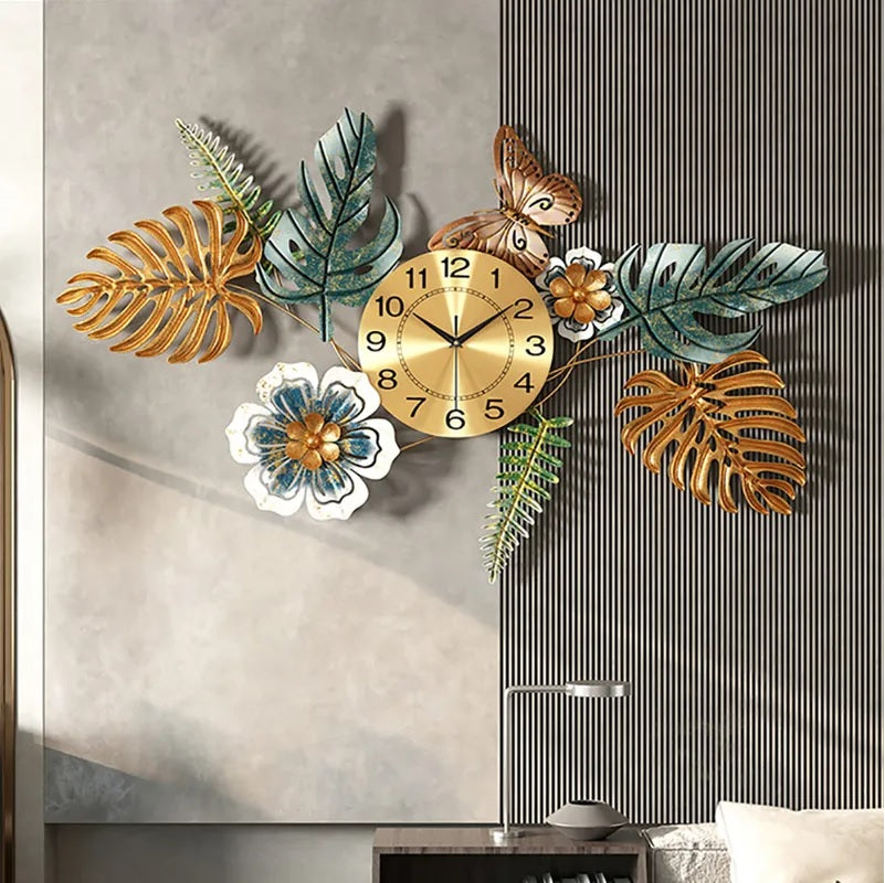 Butterfly leaf wall clock 48*24-V Home Decor