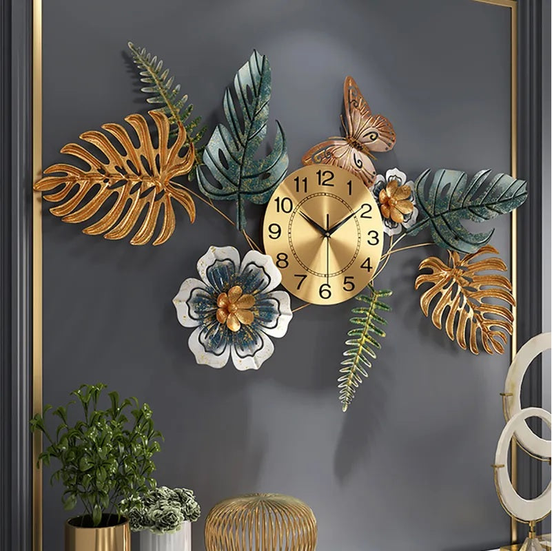 Butterfly leaf wall clock 48*24-V Home Decor