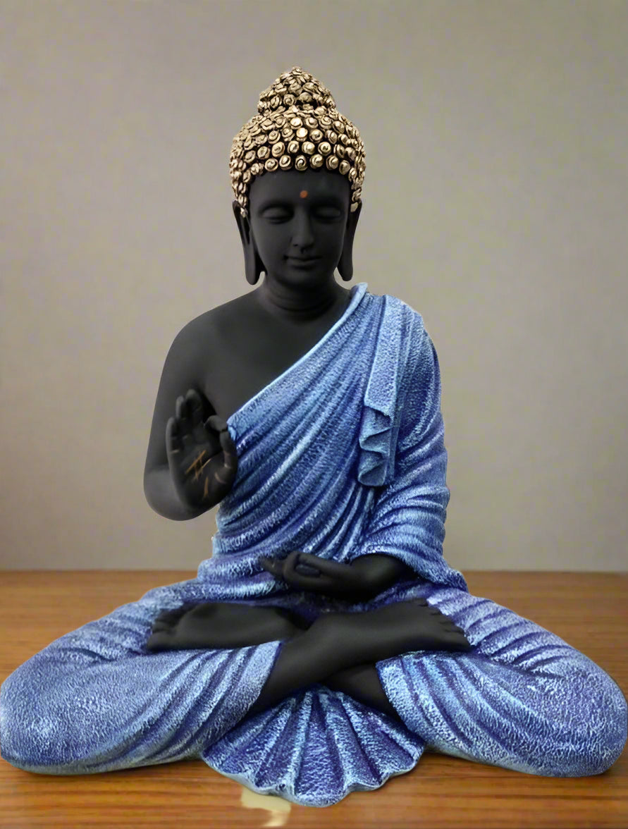 Dark Blue Polyresin Buddha Statue 14*8