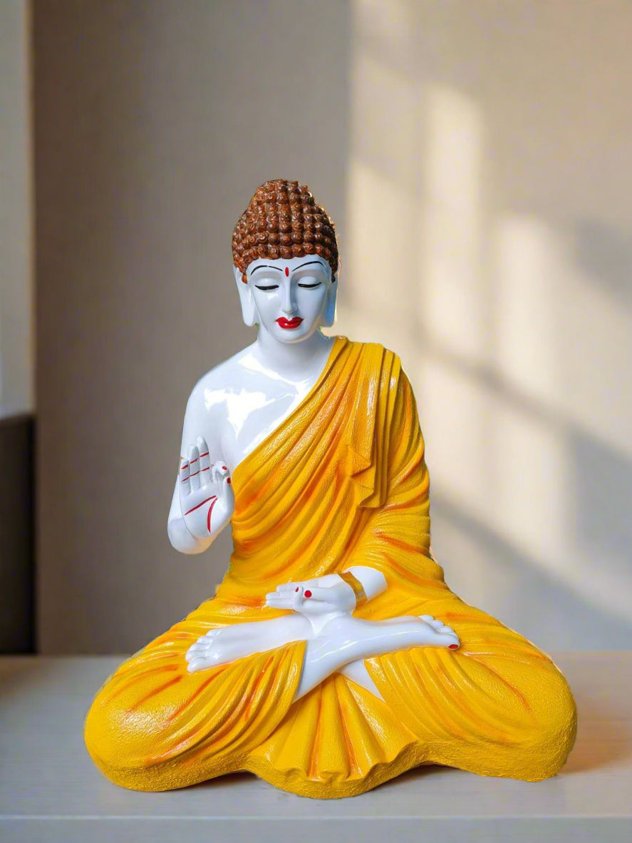 Yellow Polyresin Fiber Buddha Statue 12*24