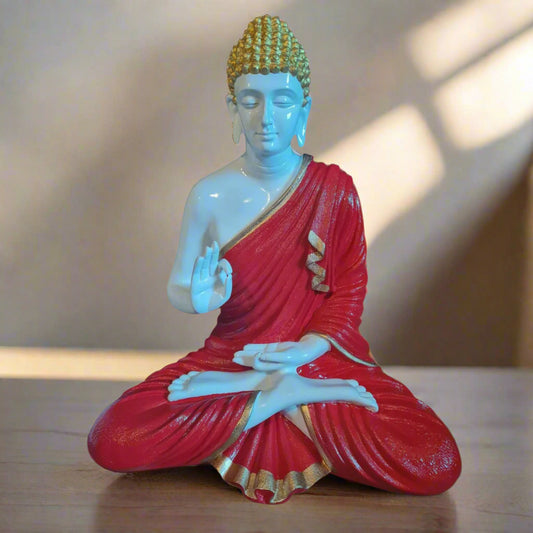 White Red Polyresin Fiber Buddha Statue 12*24