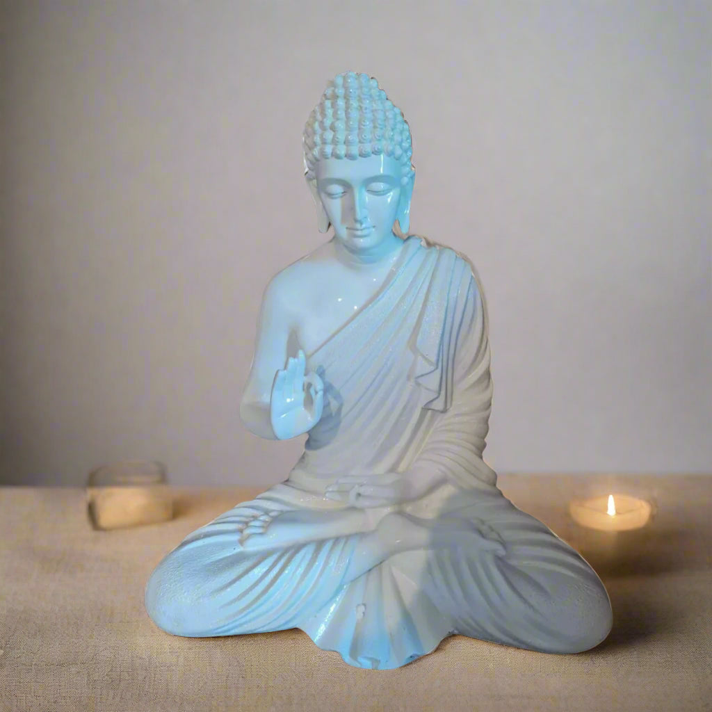 White Polyresin Fiber Buddha Statue 12*24