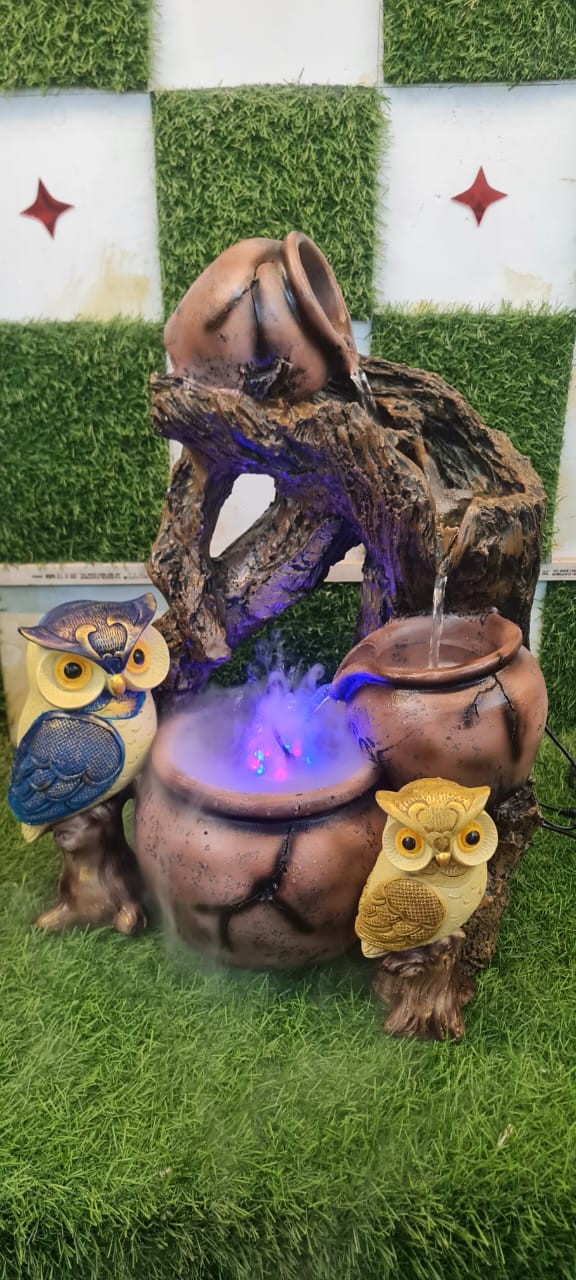 Fibre owl fountain 20*10*10