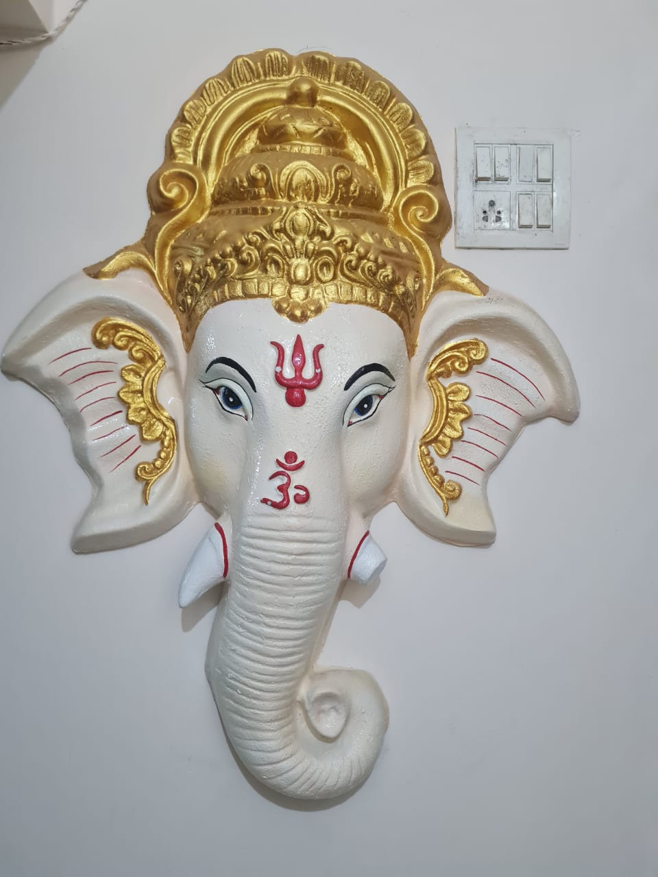 White Fibre Ganesha Wall Decor 24*36