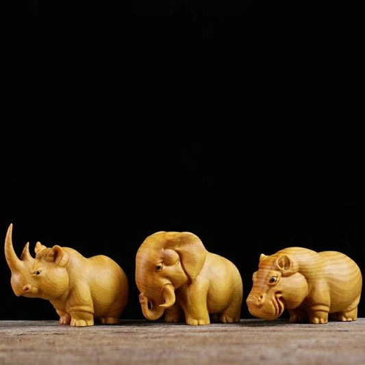 🎁 Sculptures And Figurines For Interior Cute Wood Carving Animals Statue Decoration Ornaments (100% off)