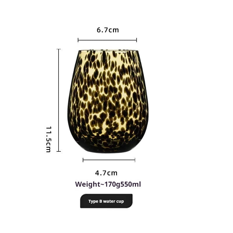 Leopard Print Goblet Vintage Handmade Fashionable Wine Glass