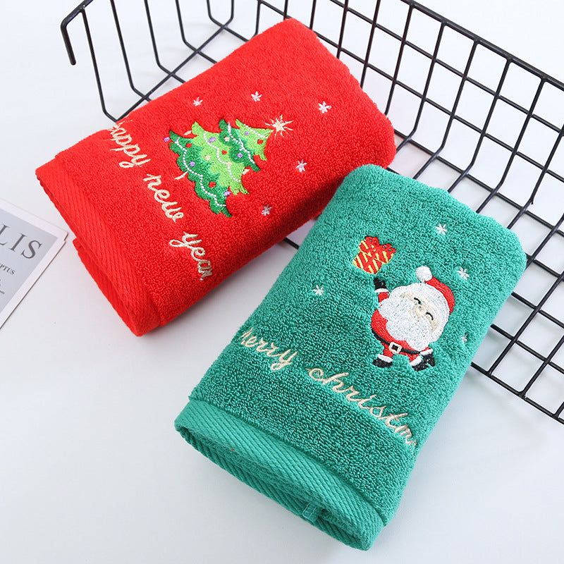 Christmas Gift Towel Cotton Face Towel Santa Claus