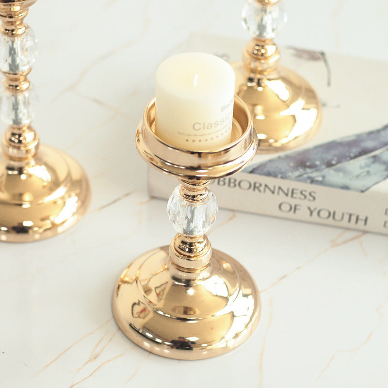 European Gold Crystal Electroplating Candle Holder Ornaments
