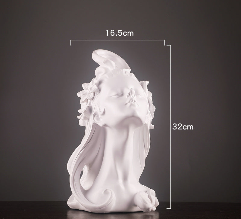 🎁 Flower Hair Girl Nordic Sculpture Ornament Resin (100% off)