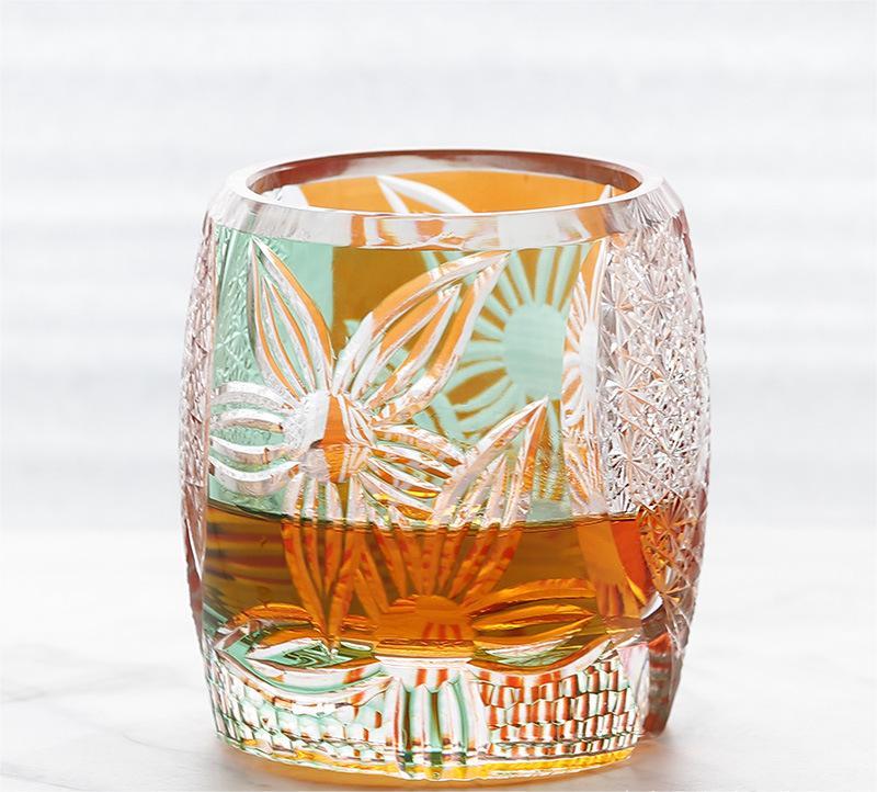 🎁 Japanese-style Edo Cut Hand Carved Crystal Glass Whisky Tumbler Mild Luxury Retro (100% off)