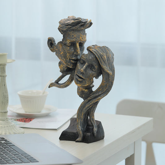 Home Resin Couple Sculpture Modeling Crafts Desktop Decoration Ornaments