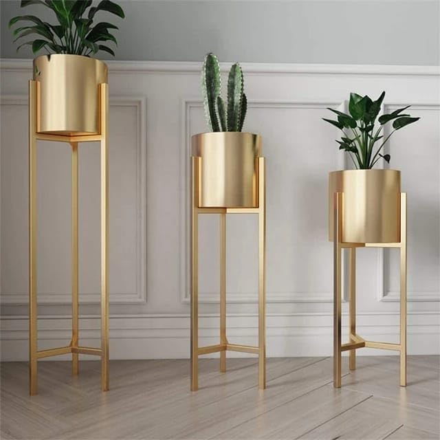 Golden color planters set 32 * 27 * 21