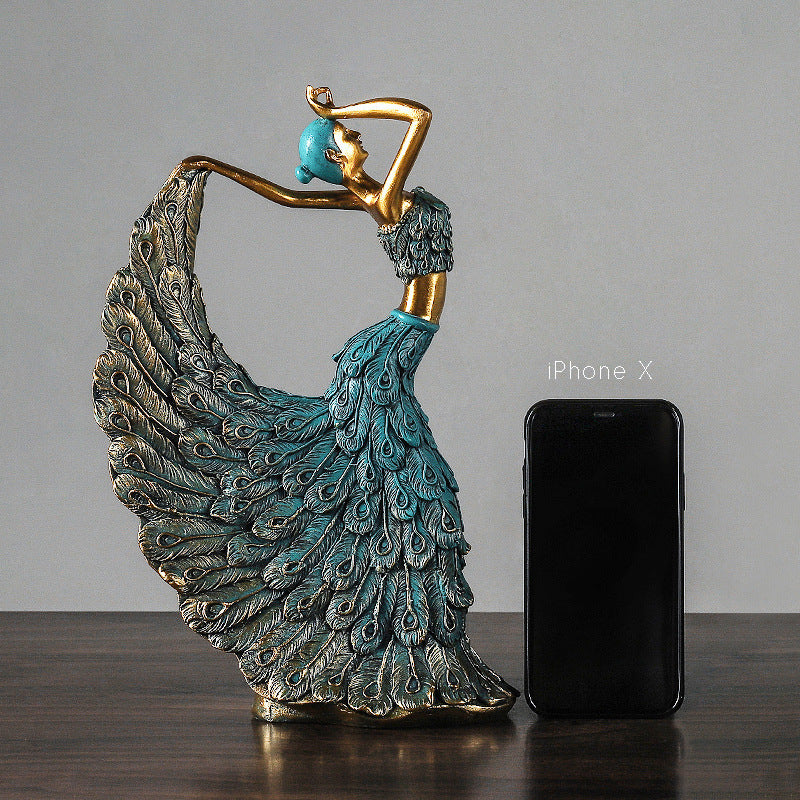 Peacock Dancer Girl Character Resin Decorative Ornaments