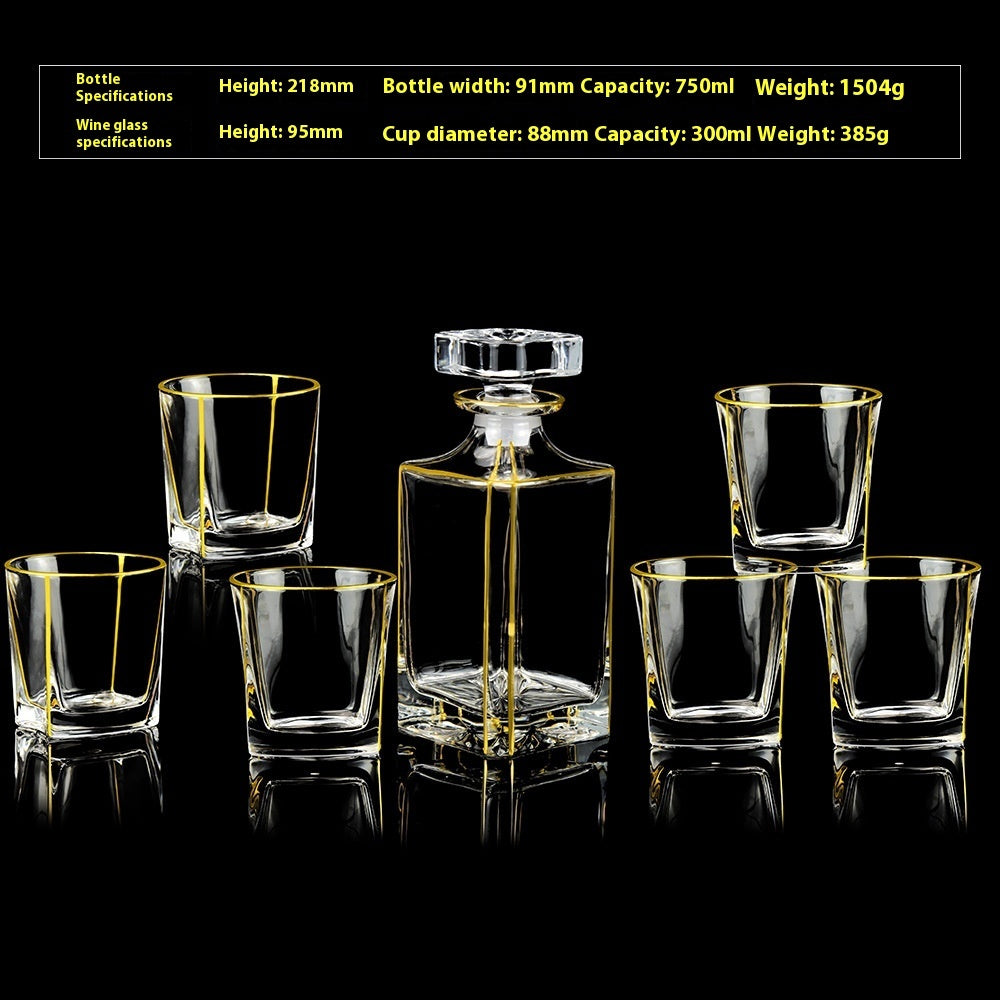 Glass Bottle Wine Glass Household Whiskey Shot Glass Shot Glass Wine Set Suit