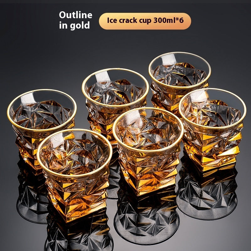 🎁 Luxury Gold Whiskey Shot Glass Wine Bottle Stainless Steel Rotating Cup Holder Gift Set Crystal Glass Wine Glass (100% off)