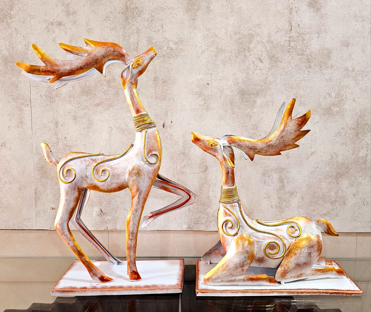 Metal Deer Pair Table Decor 19*14*5