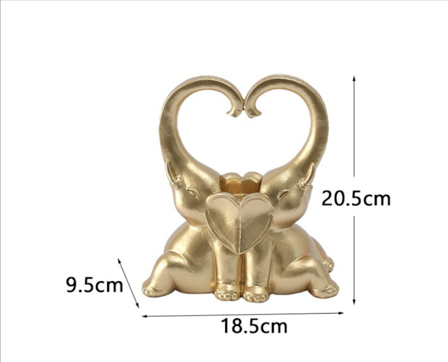 🎁 Couple Elephant Candlestick Decoration Resin Crafts (100% off)