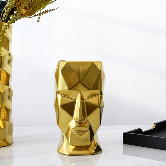 American Modern Golden Abstract Human Face Vase