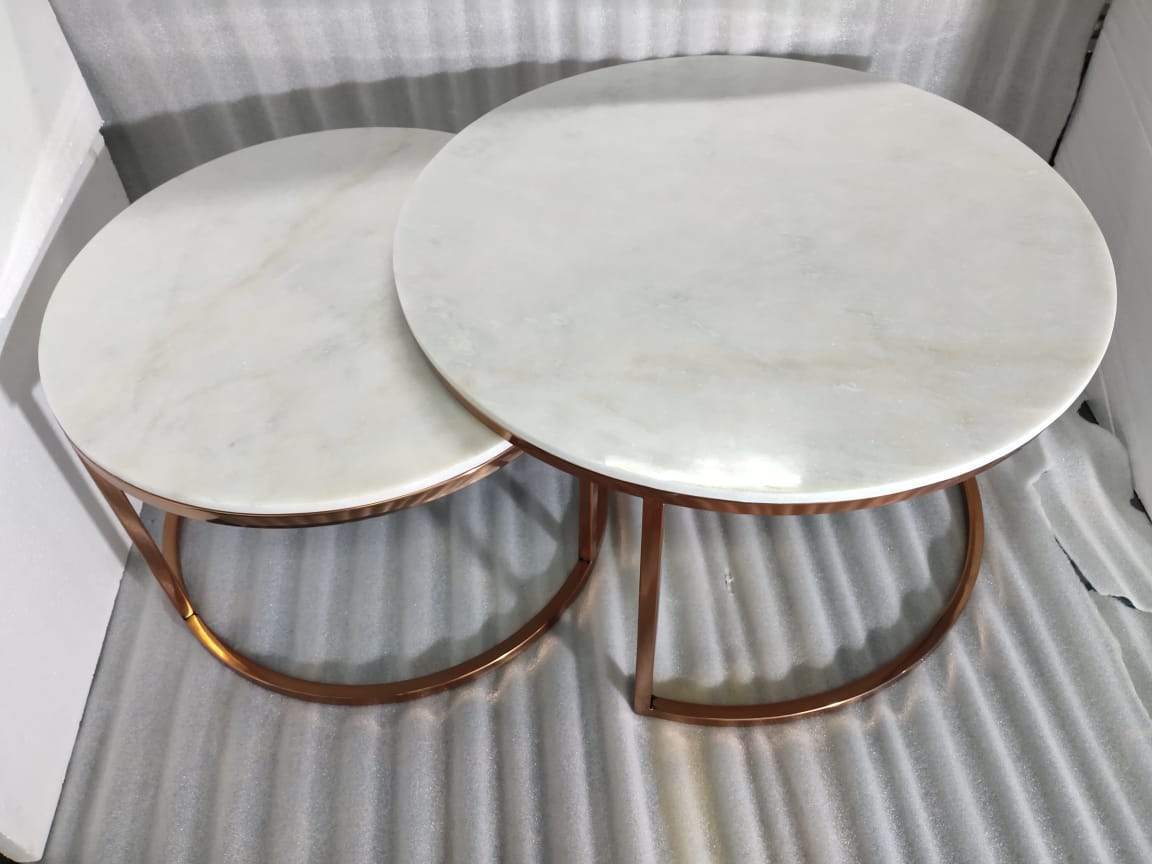 Stainless steel marble center table