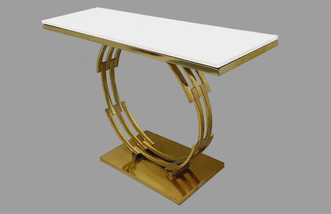 Stainless Steel Console Table In White Marble  30*16*36