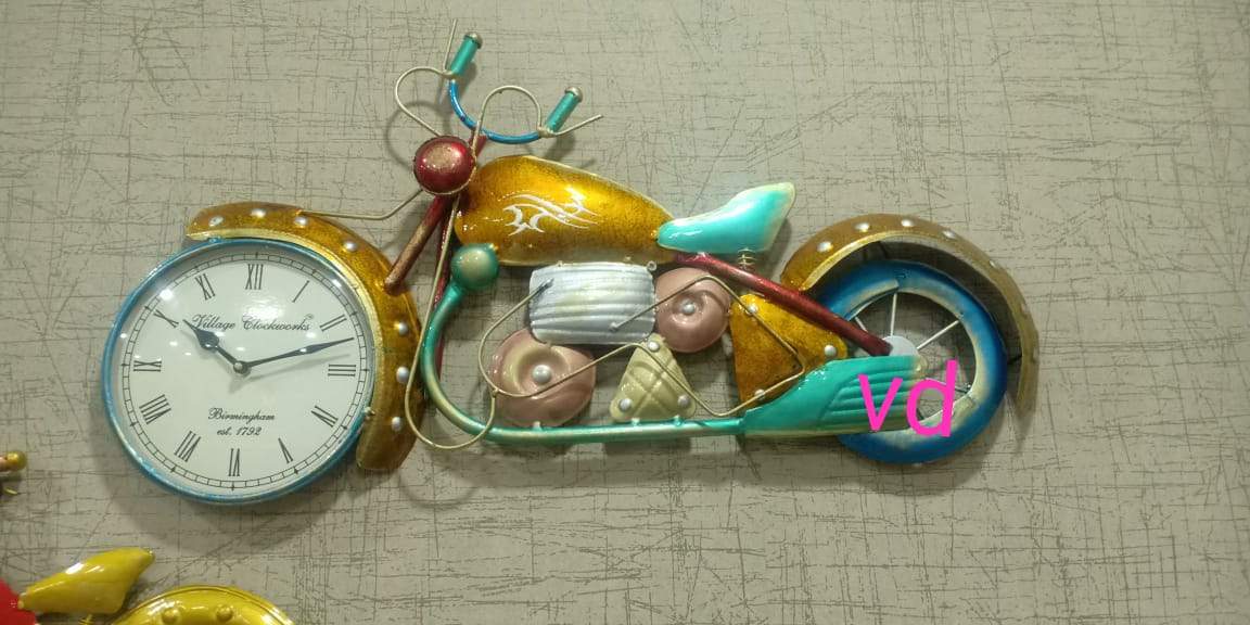 Golden Bike Clock 28*18 - V Home Decor