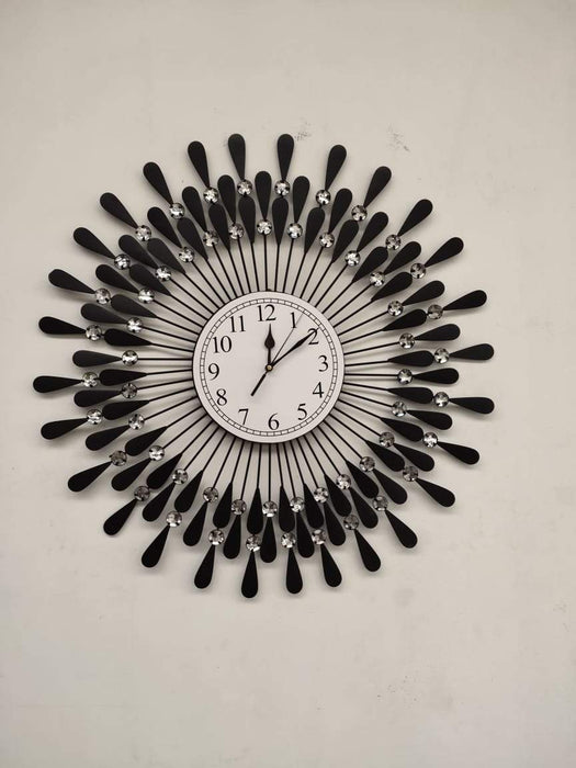 Black Crystal Wall Clock 24*24 - V Home Decor